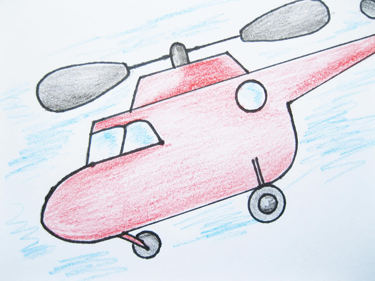 Поэтапное рисование вертолета для детей